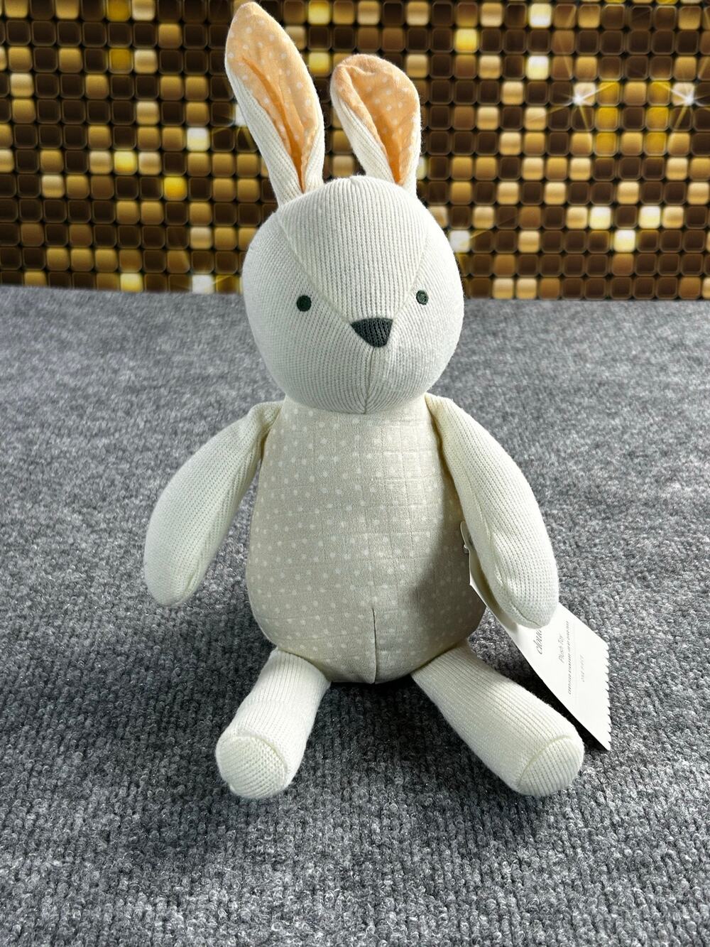 Cloud Island Easter Bunny Rabbit Plush 12" Cream Polka Dot Baby Toy 0+ NWT